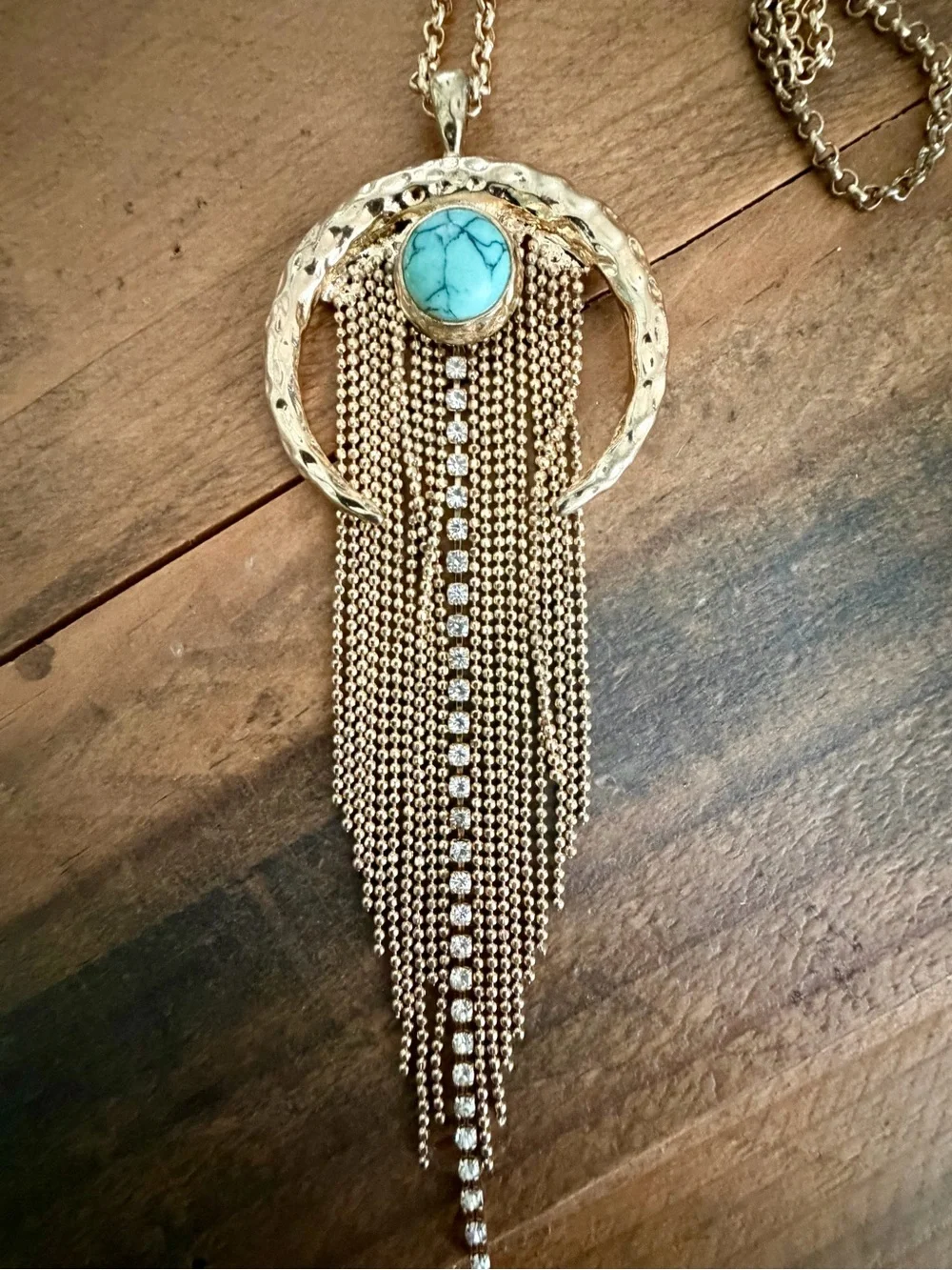 VINTAGE R.J. GRAZIANO GOLD/TONE NECKLACE WITH CRESCENT-SHAPED NAJA PENDANT